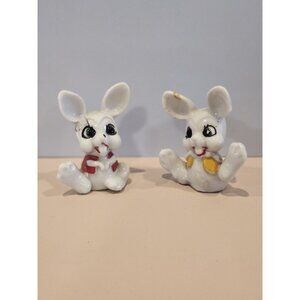 Adorable~Vintage~Silly White Bunny Rabbits In Vests~Figurines~Anthromorphic